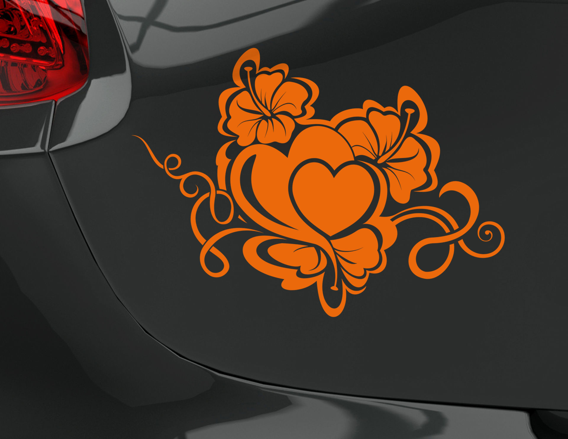 Autoaufkleber Hibiskus Blume mit Wunschtext