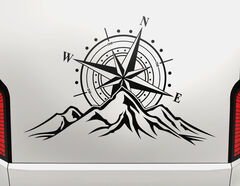 Landschaft Berge Offraod Kompass Windrose Alpen Aufkleber SET Autoaufkleber  Sticker - Der Dekor Aufkleber Shop