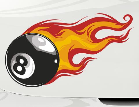 Autoaufkleber Burning Eightball