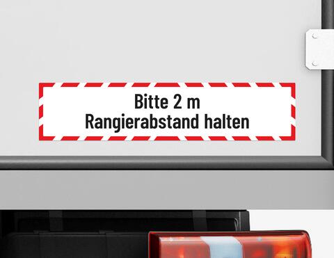 Autoaufkleber Bitte 2 m Rangierabstand halten