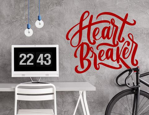 Wandtattoo "Heart Breaker Script" im Handlettering-Stil