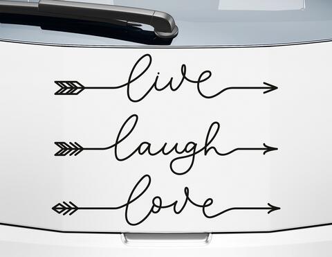 Autoaufkleber Live Laugh Love Arrows