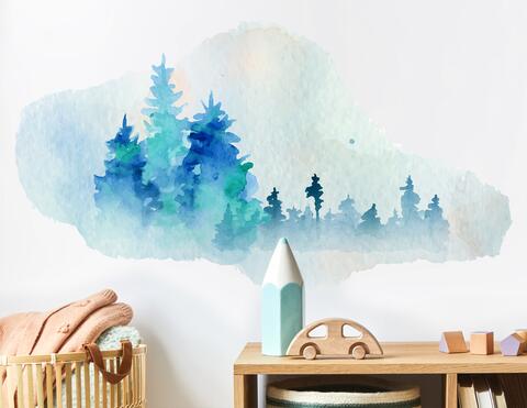 Wandtattoo Blue Pine-Tree Forest