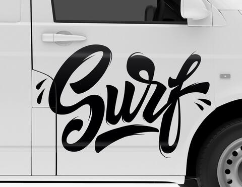 Autoaufkleber Surf Lettering