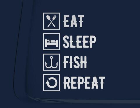 Autoaufkleber Eat Sleep Fish Repeat