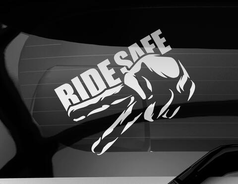 Autoaufkleber Ride Safe Biker Wave