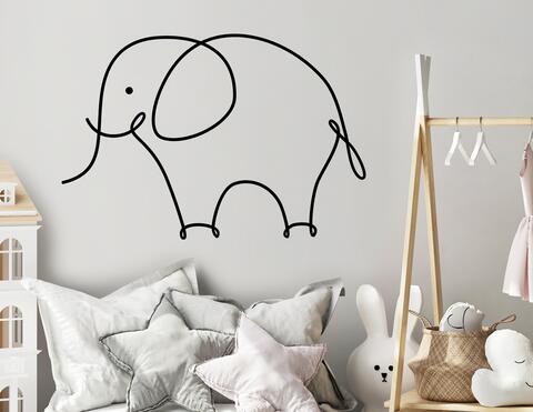 Wandtattoo One Line Art Elephant