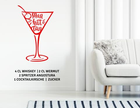 Wandtattoo „Cocktail Manhattan“ der Shortdrink-Klassiker