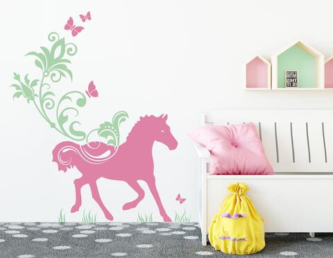 Floral Horse Ride - Wandtattoo für Kinder