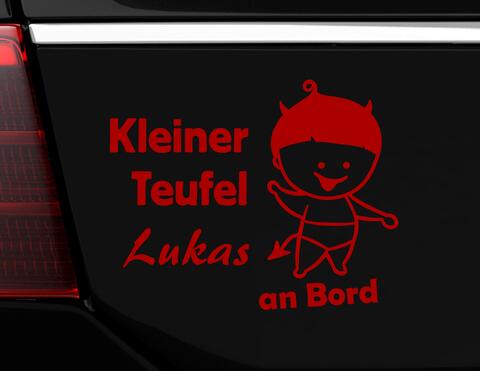 Autoaufkleber "Teufelsbraten" mit Wunschnamen für Dämonen