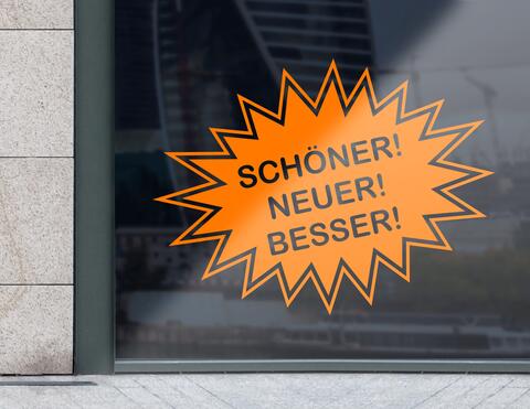 Aufkleber Schöner! Neuer! Besser!