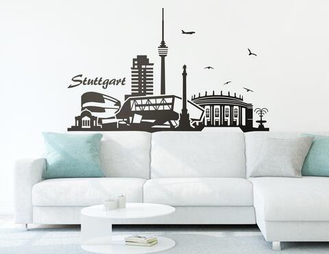 Wandtattoo „Stuttgarter Skyline“ zeigt Highlights