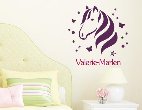 Pony Zauber - Wandtattoo mit Wunschname fürs Mädchenzimmer