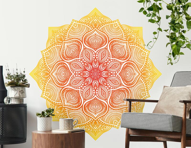 Wandtattoo Mandala – Yellow Red Lace