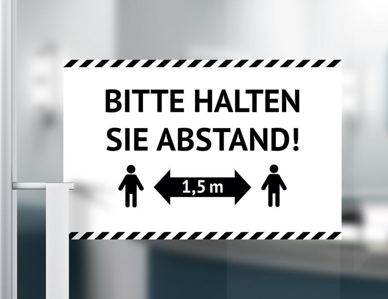 Aufkleber Bitte halten Sie Abstand