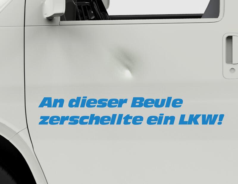 Autoaufkleber An dieser Beule