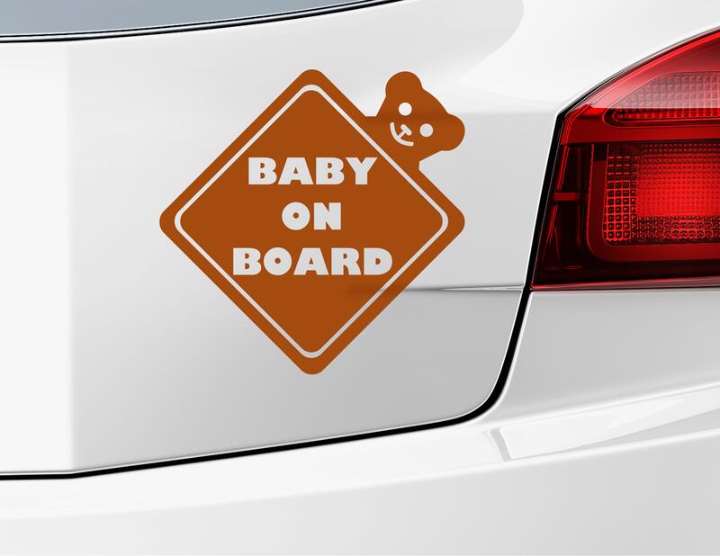 Autoaufkleber "Baby on Board Ted" in Rautenform mit Teddy